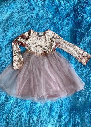 Велюрова сукня з пишною спідницею на 2-4 роки