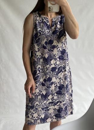 Сукня в квітковий принт/платье в составе льон/платье миди10 фото