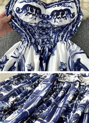 Неймовірно красиві сарафани у найтрендовішому синє-білому кольорі з орнаментом6 фото