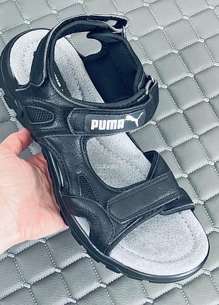 Puma сандалі чоловічі шкіряні літні пума шкіра чорні босоніжки чоловічі на липучках