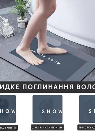 Міцний вологостійкий килимок для ванни shower room 40х60 см колір синій