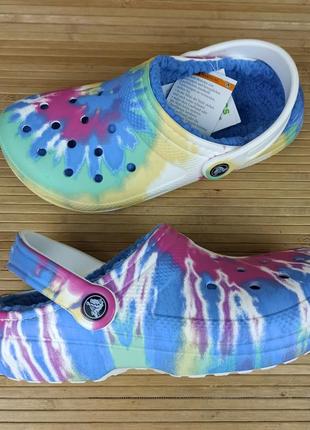 Крокси crocs classic lined tie dye clog2 фото