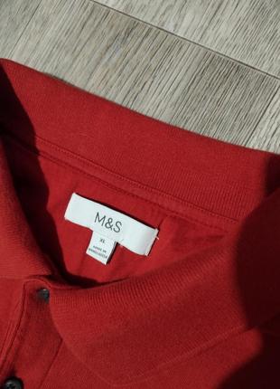 Мужское поло / m&s / футболка / красное плотное поло / мужская одежда / хлопковая футболка /2 фото