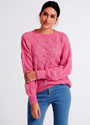 Розовый мягкий теплый удлиненный джемпер свитер1 фото