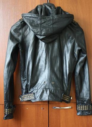 Оригинальная кожаная куртка mike & chris размер xs6 фото