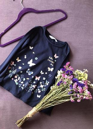 Мила кофта , реглан h&m з метеликами і квіточками 4/6 рочки