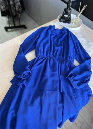 Синее вечернее платье с юбкой reserved платье с длинным рукавом цвета индиго6 фото