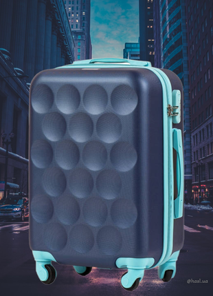 Дитяча дорожня сумка валіза чемодан дитячий для дитини якісна на 4 коліщатах колісчатах блакитна синя для хлопчика xs ручна кладь поклажа