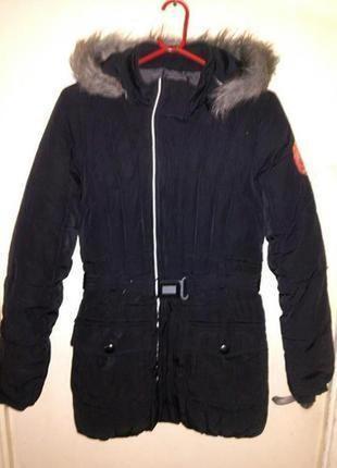Демисезон.,удлиненная,утепл., куртка с отстёгив.капюшоном и мехом,поясом,s.oliver