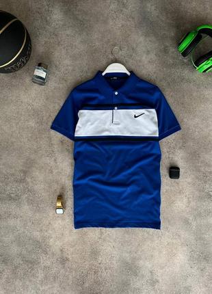 Мужская синяя футболка поло nike синя чоловіча поло футболка nike найк