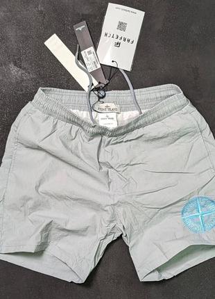 Брендові чоловічі шорти стон айленд / якісні шорти stone island в сірому кольорі на літо