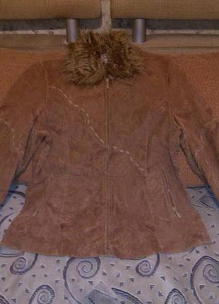 Стильная,деми-куртка-винтаж,с съёмным воротником,под замш,шнуровками,vd haly style8 фото