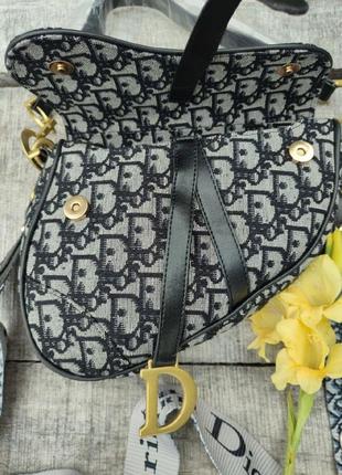 Женская сумка седло из эко кожи сумка через плечо из экокожи туречня в стиле christian dior кристиан диор черная текстиль5 фото