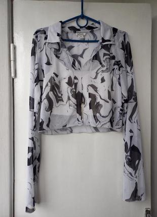 Блуза черно-белая прозрачная monki, сетка h&amp;m4 фото