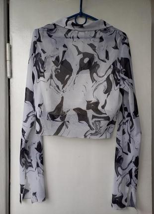 Блуза черно-белая прозрачная monki, сетка h&amp;m5 фото