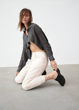 Натуральные  брюки джинсы джоггеры zara