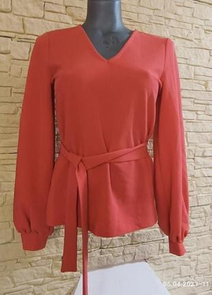 Женская трикотажная блуза кораллового насыщенного цвета, размер s1 фото