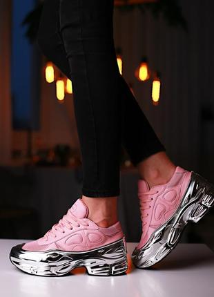 Знижка adidas raf simons ozweego pink metallic жіночі люкс кросівки рожеві сріблясті срібні скидка женские розовые серебристые серебряные кроссовки6 фото