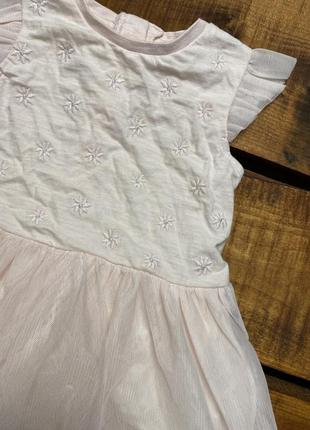 Детское платье с вышивкой next (некст 0-3 мес 50-62 см идеал оригинал розово-серебристое)4 фото