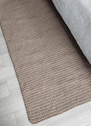 Килим доріжка із джуту. плетений килимок. натуральний килим ручної роботи.1 фото