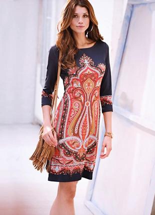 Силуэтное платье с этноузором, 50/52, l/xl