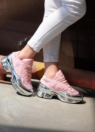 Знижка adidas raf simons ozweego pink metallic жіночі люкс кросівки рожеві сріблясті срібні скидка женские розовые серебристые серебряные кроссовки2 фото