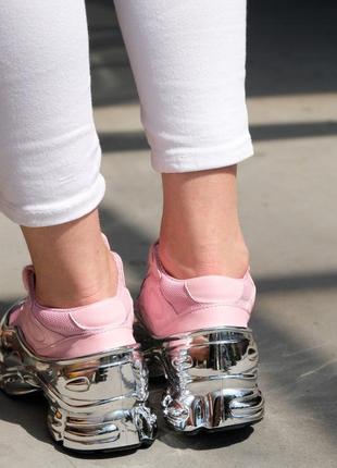 Знижка adidas raf simons ozweego pink metallic жіночі люкс кросівки рожеві сріблясті срібні скидка женские розовые серебристые серебряные кроссовки7 фото