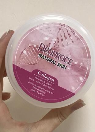 Антивозрастной регенерирующий корейский крем для лица deoproce natural skin collagen8 фото