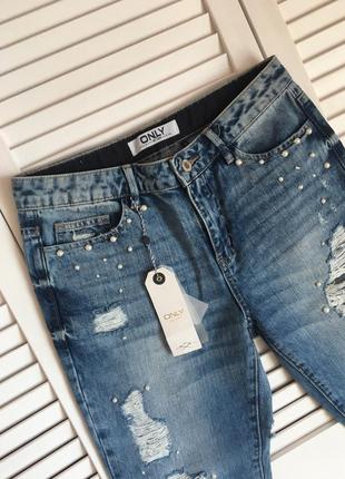 Стильні нові джинси з перлинками1 фото