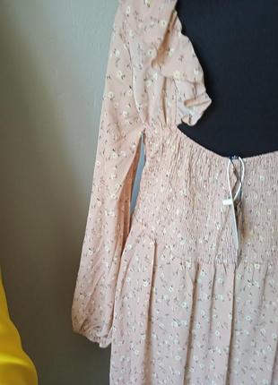 Розовое платье в цветок boohoo новое с биркойразмер 52-546 фото