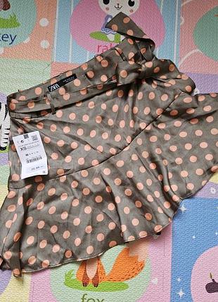 Шорты юбка в горошек zara