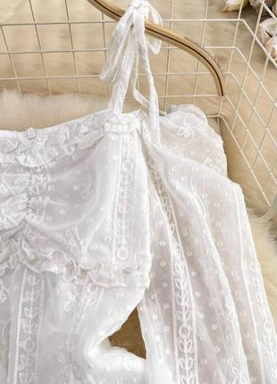 Романтичное белое шифоновое платье6 фото