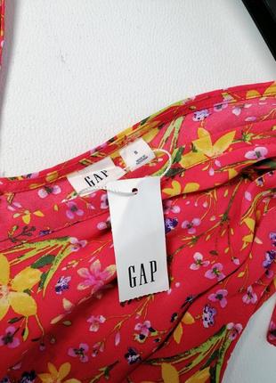 Длинное ярусное платье gap с цветочным принтом9 фото