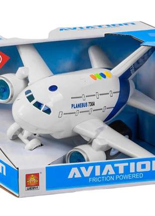 Літак інерційний, самолет, planebus 730a з ефектами, зі звуком та світлом, инерционный игрушечный самолёт, транспорт повітряний