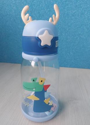 Поилка поильник непроливайка бутылка чашка с силиконовой трубочкой олененок