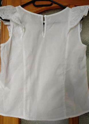 Белая хлопковая блуза с красивым кружевом.2 фото