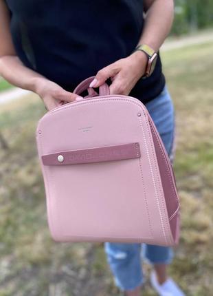 Розовый пудровый кожаный городской женский рюкзак пудра1 фото