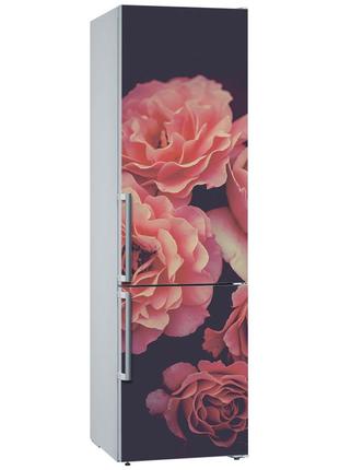 Вінілова декоративна наклейка на холодильник "квіти. троянди"1 фото