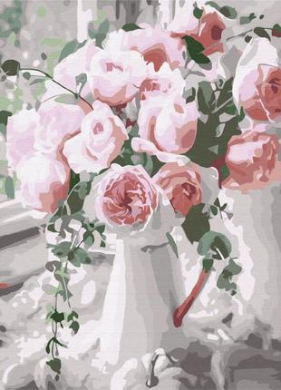 Картина за номерами 40х50 на дерев'яному підрамнику "букет ніжних троянд" bs29390
