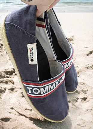 Эспадрильи tommy hilfiger мужские синие джинсовые кеды мокасины р.43/usa10 original