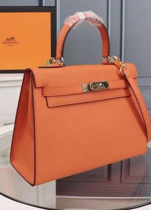 Кожаная сумка в стиле hermès kelly 22 cm mini4 фото