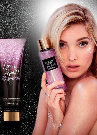 Парфюмированный набор мист и лосьон с шиммером love spell shimmer victoria ́s secret