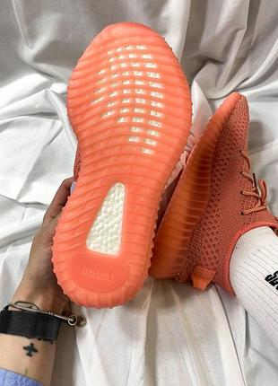 Текстильные летние кроссовки adidas Rock yeezy boost 350 v2 coral (рефлективные шнурки)4 фото