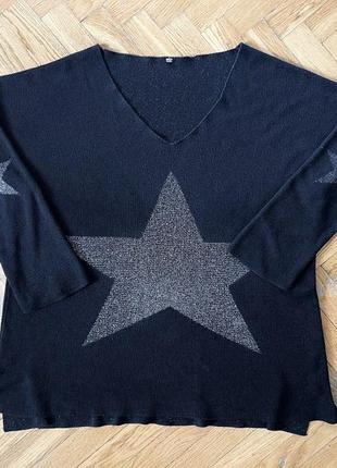 Starcore удлиненный свитер с глиттер звездами звездочки на локтях made in italy3 фото