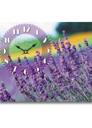 Настінний годинник на полотні лавандовий настрій 30*30см