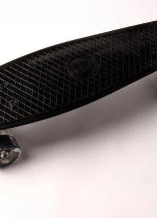 Скейтборд пенні борд penny board "fish" чорний світяться колеса1 фото