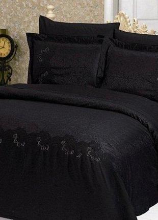 Комплект постельного белья le vele beatrice black жаккардовый 220-200 см1 фото
