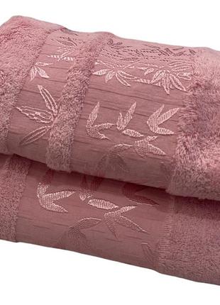 Комплект бамбукових рушників ozkurt rose 50-90 см,70-140 см рожевий3 фото