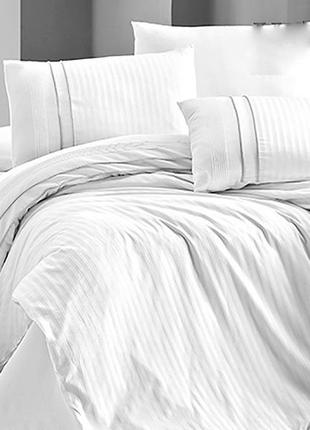 Комплект постельного белья first choice satin stripe style beyaz сатиновый 220-200 см белый