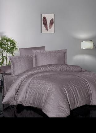 Комплект постільної білизни first сhoice jacquard satin athena lilac бавовна 220*200 см ліловий1 фото